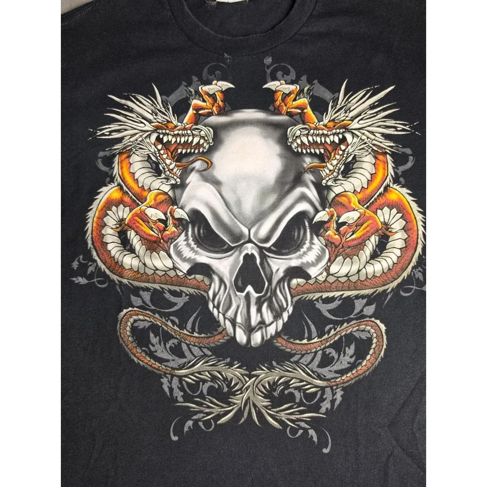 Gildan Heavy Cotton Mens Skull and Dragon Graphic T-Shirt Black Small RN93846